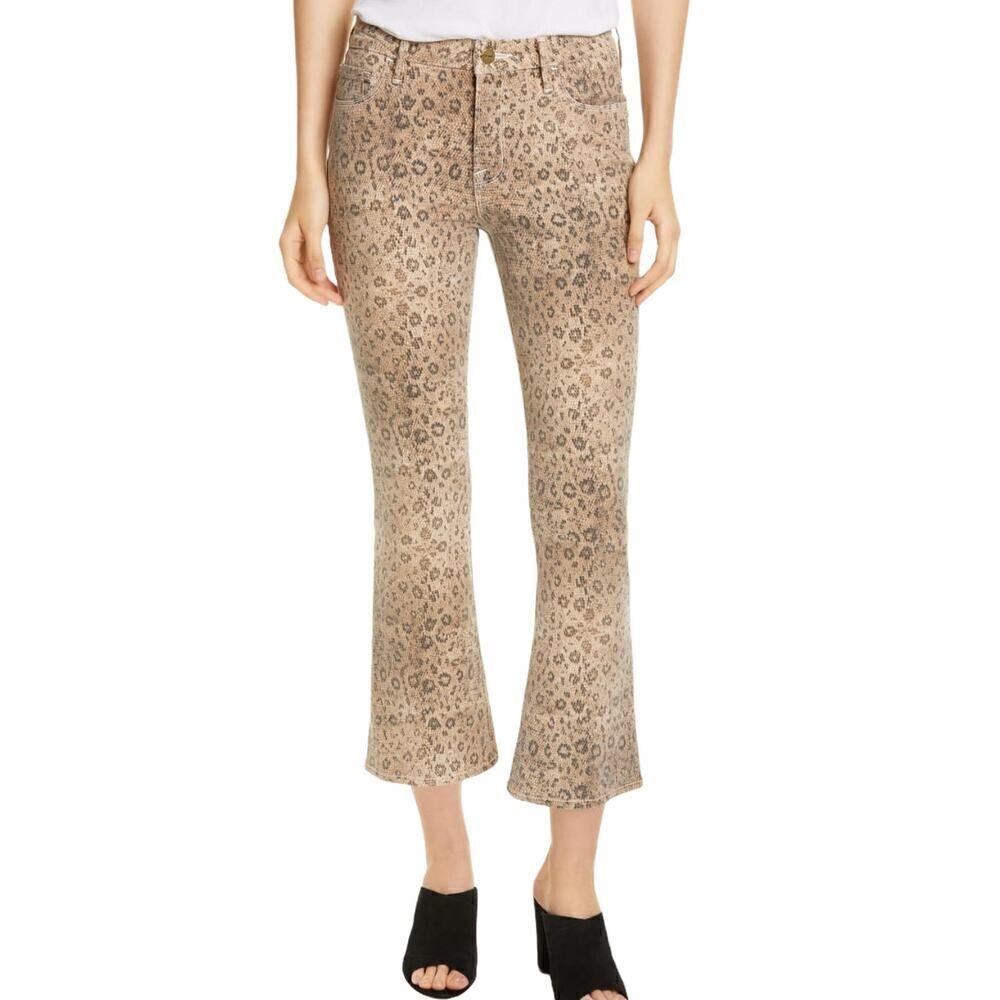 FRAME Le Crop High Waist Boot Snake Print Jeans